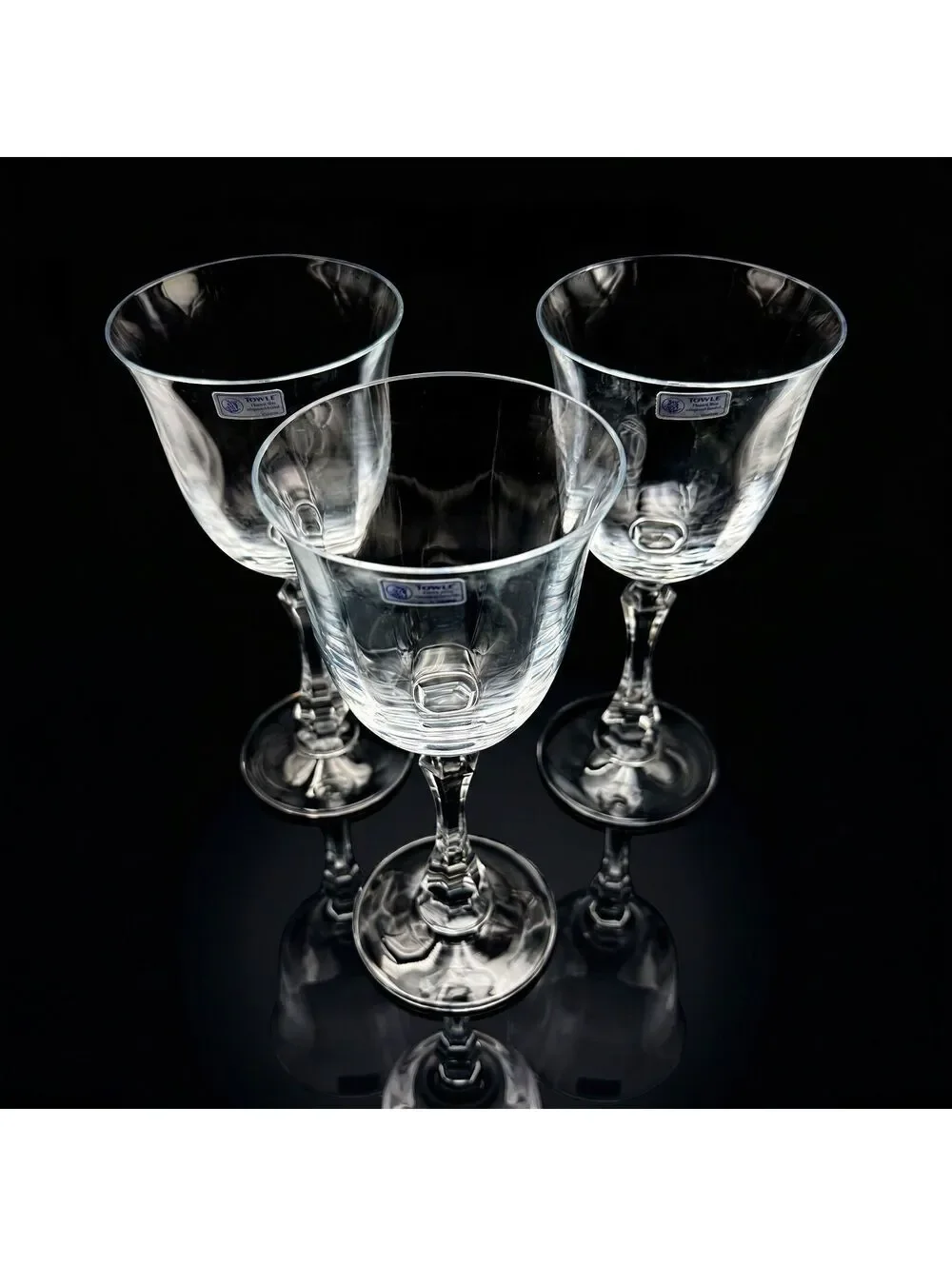 Vintage Set of 3 Towle Austria Lead Crystal Wine Glasses Goblets 24% Lead 8.5